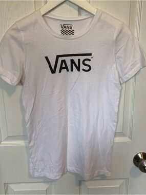 Vans White Tee with Black Logo Print